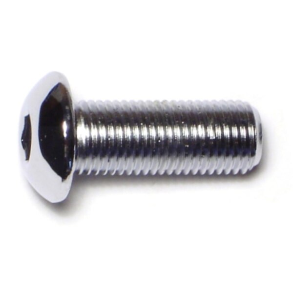3/8"-24 Socket Head Cap Screw, Button, Chrome Plated Steel, 1 in Length, 10 PK